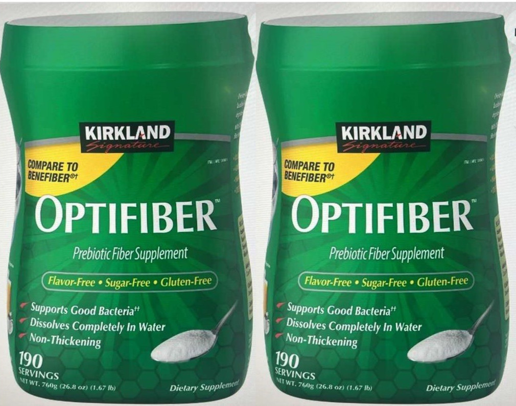 2x Kirkland Signature OPTIFIBER, 26.8 Ounces 190 Servings /380 servings total 2x Kirkland Signature OPTIFIBER, 26.8 Ounces 190 Servings /380 servings total