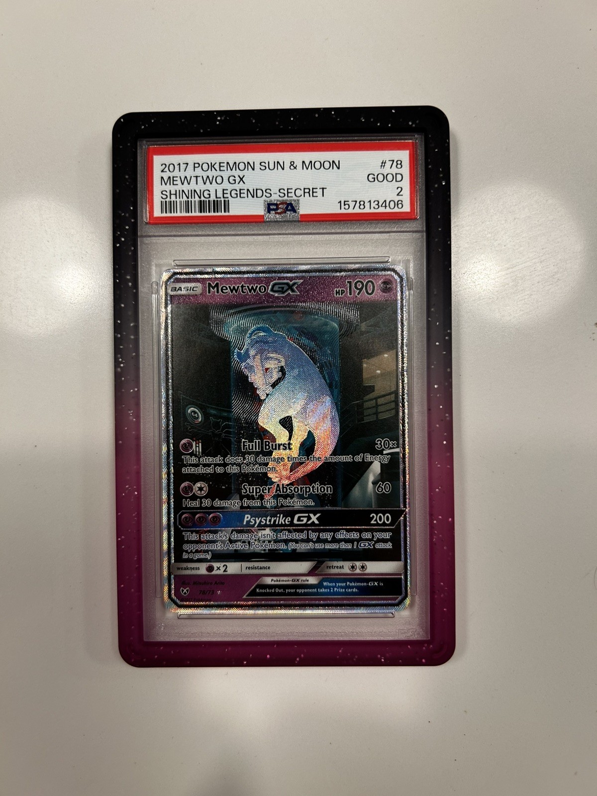 Mewtwo GX 78/73 PSA2 Shining Legends Holo Mewtwo GX 78/73 PSA2 Shining Legends Holo