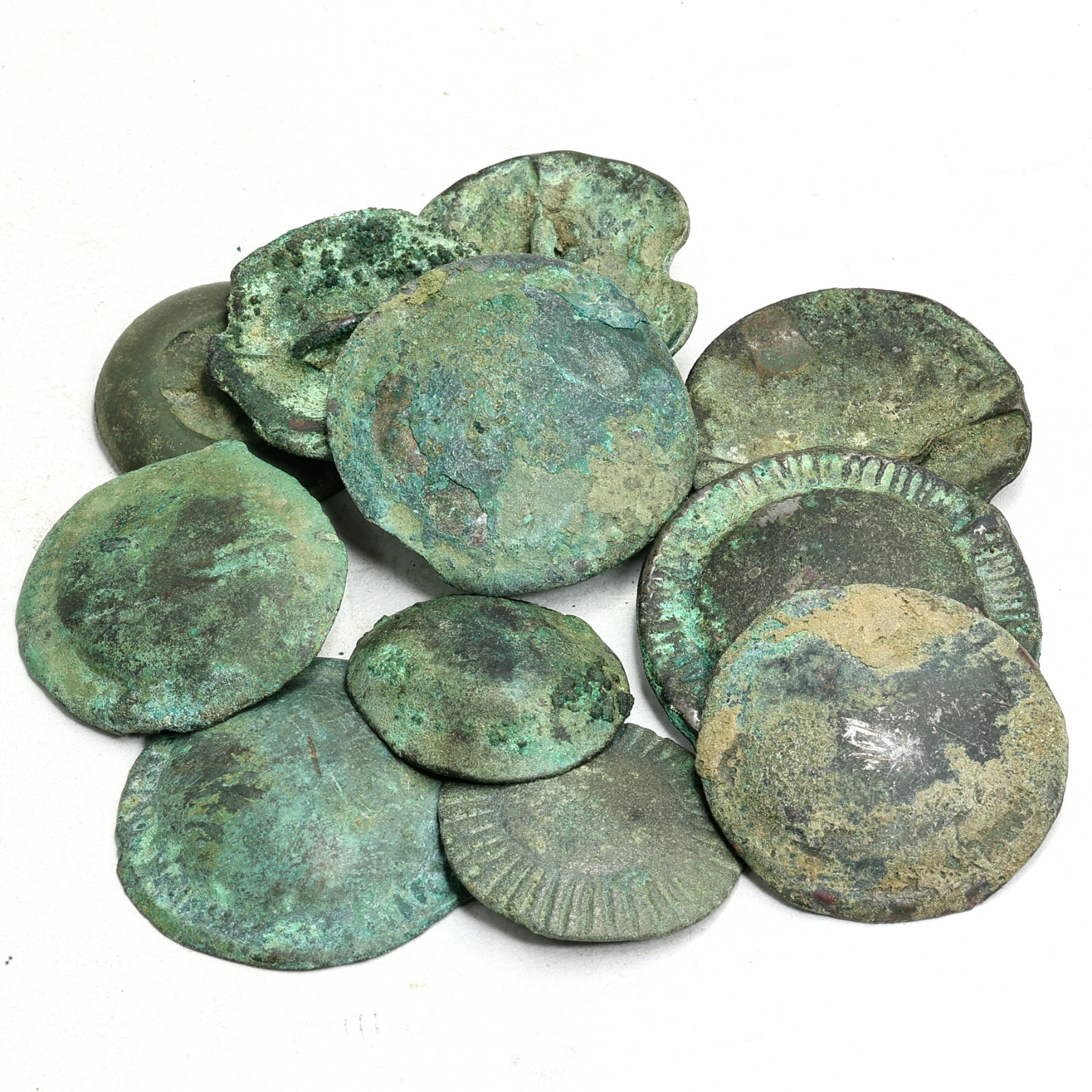 Ancient Himalayan Tibetan Bronze Button Disk Thogchag Amulet Lot of 12 Pcs 75g Ancient Himalayan Tibetan Bronze Button Disk Thogchag Amulet Lot of 12 Pcs 75g