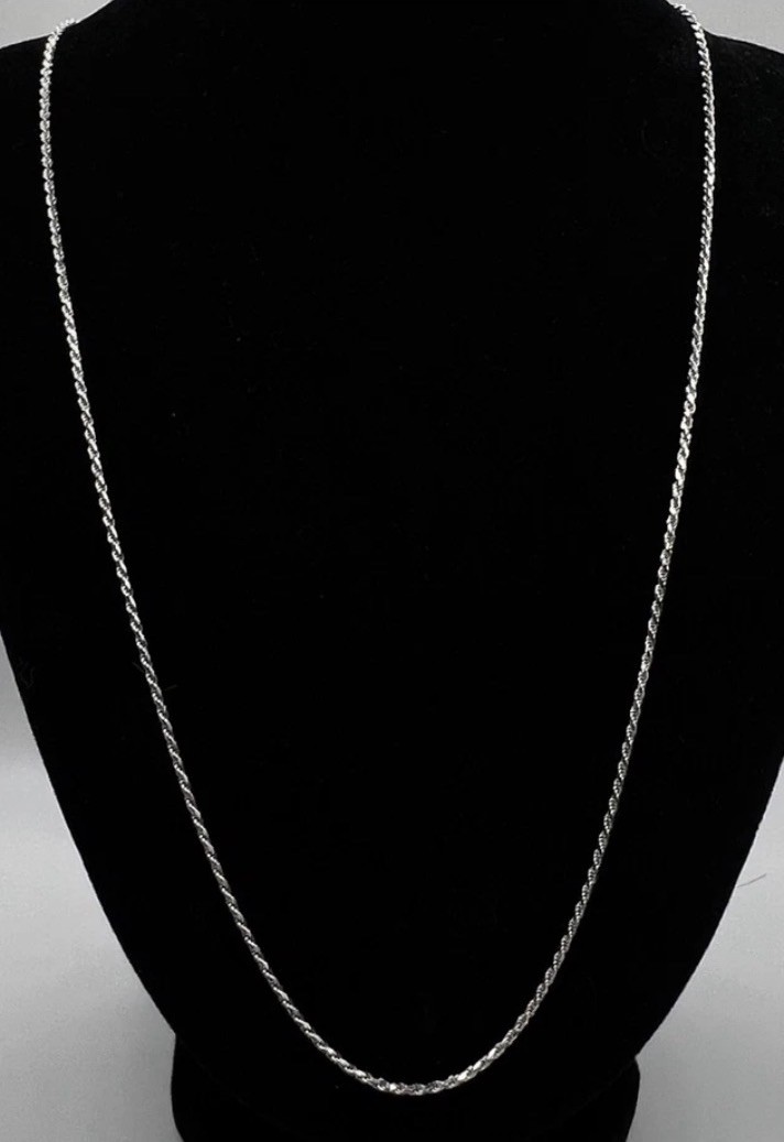 14k White Gold Vintage Rope Chain Link Necklace- 5.00 Grams 