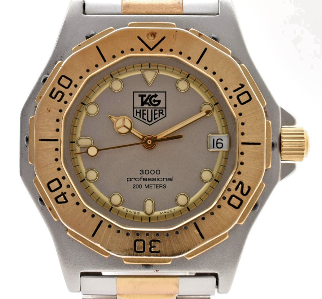 TAG Heuer 3000 Professional 934.213 Quartz Watch Two-Tone Silver Dial Date 35mm
