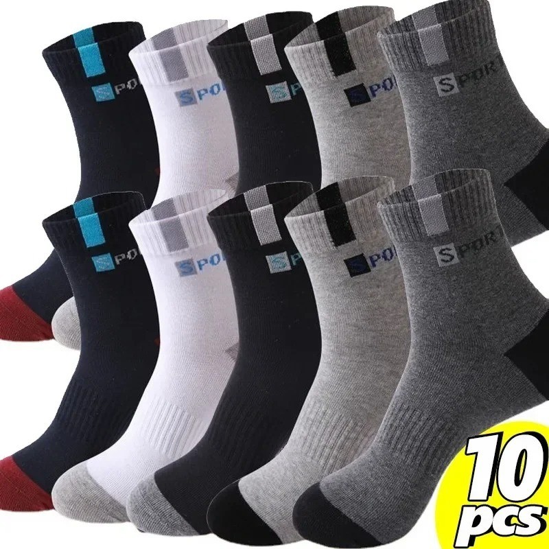 Men\'s Cotton Ankle Socks Breathable Running Sports Elastic 5 Pack Size 9-13
