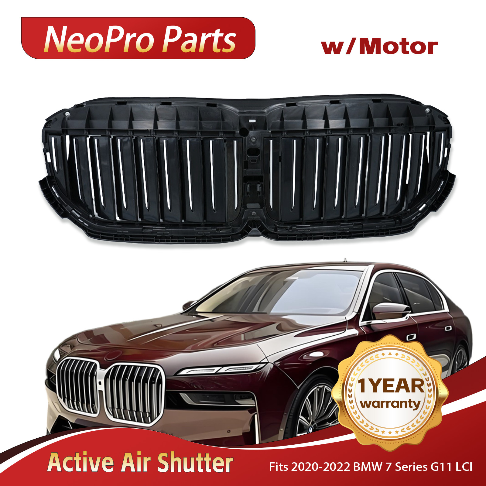 For 2020-2022 BMW 7-Series G11 G12 Front Active Air Shutter W/ Motor 51139465290