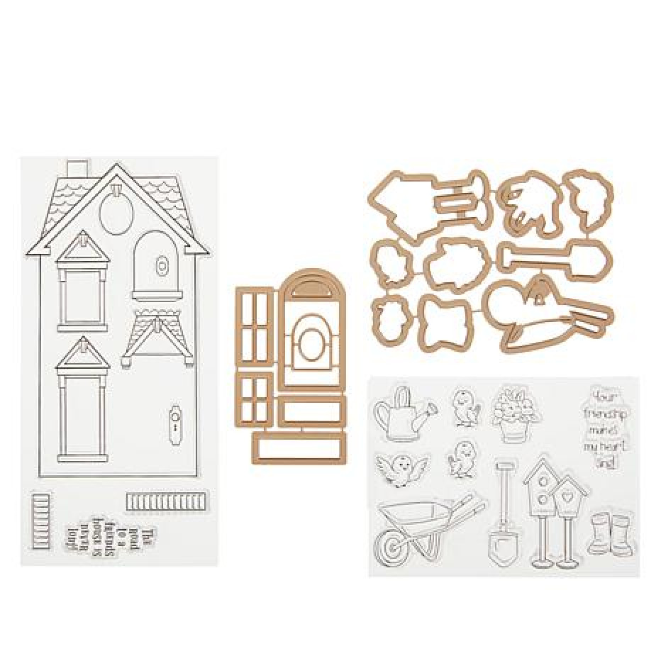 New Art Impressions Holiday Mansion and Garden Stamps/Dies Set Bundle 671572