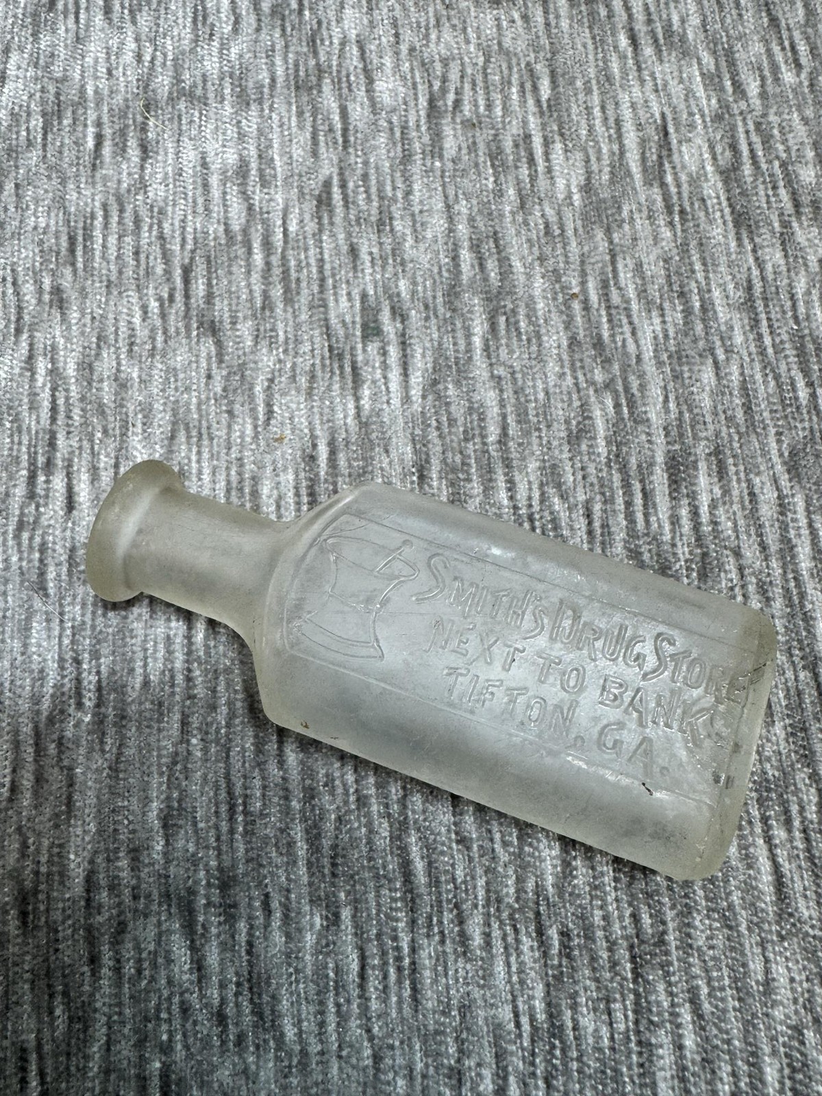 Vintage Smith's Drug Store Medicine Bottle Tifton GA Clear Glass Georgia