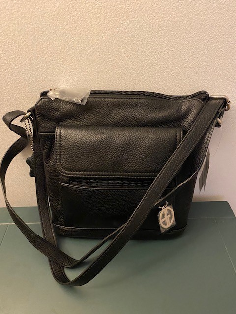 Giani Bernini Nappa Leather Front Zip Crossbody Black NoSize