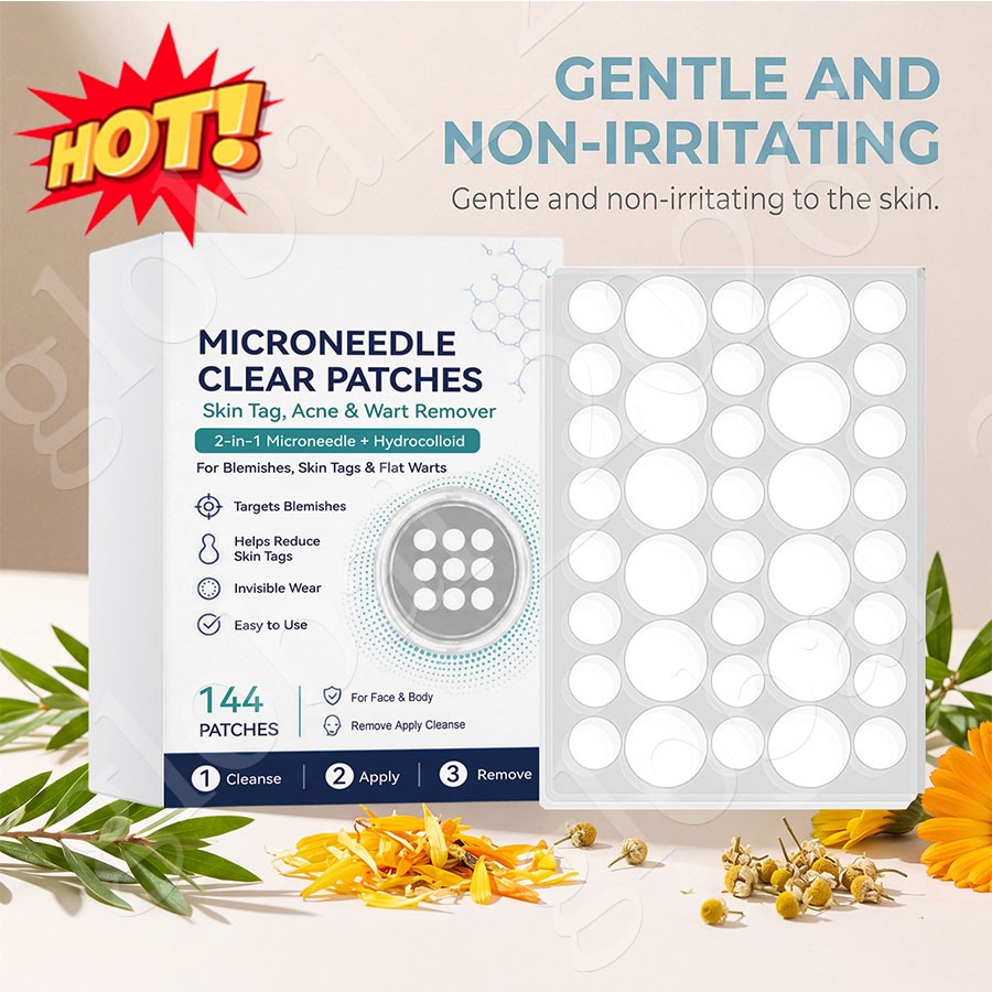 Curalona Microneedle Patches 144pcs, Skin Tag Wart Acne Remover Patches ~20% OFF