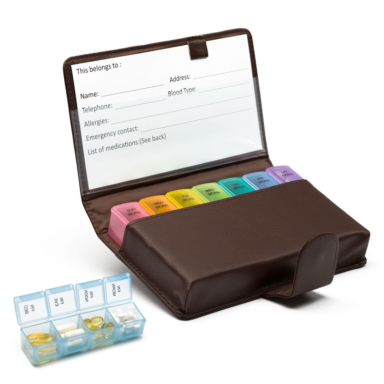 Blk Large 7 DayTravel/Home Pill Box Organizer Prescription Medicine Case