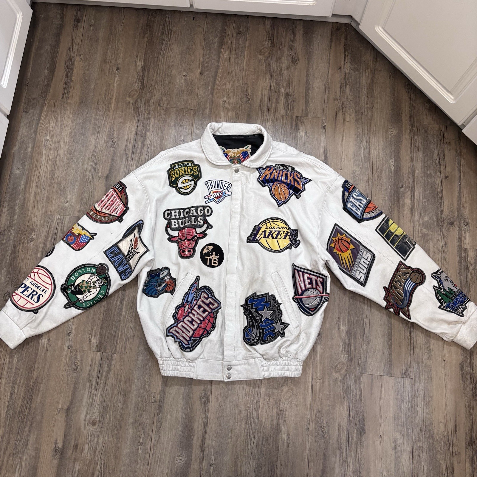 Vintage Jeff Hamilton NBA Collage All-Team Leather Jacket 3XL Limited Edition
