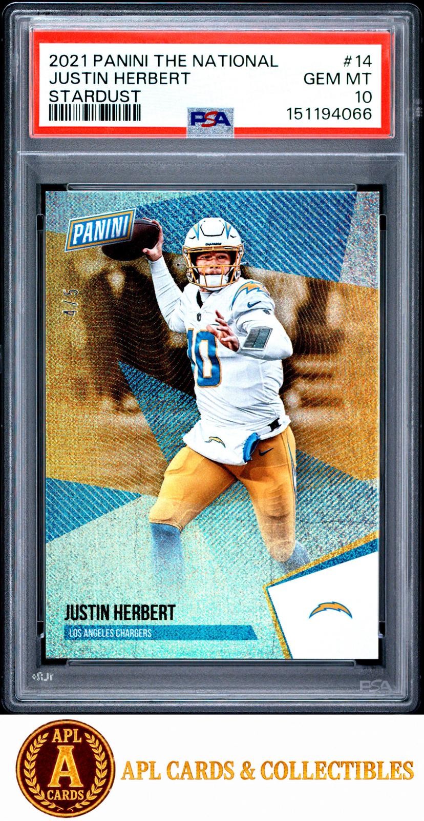 2021 Panini The National Justin Herbert /5 #14 Stardust PSA 10