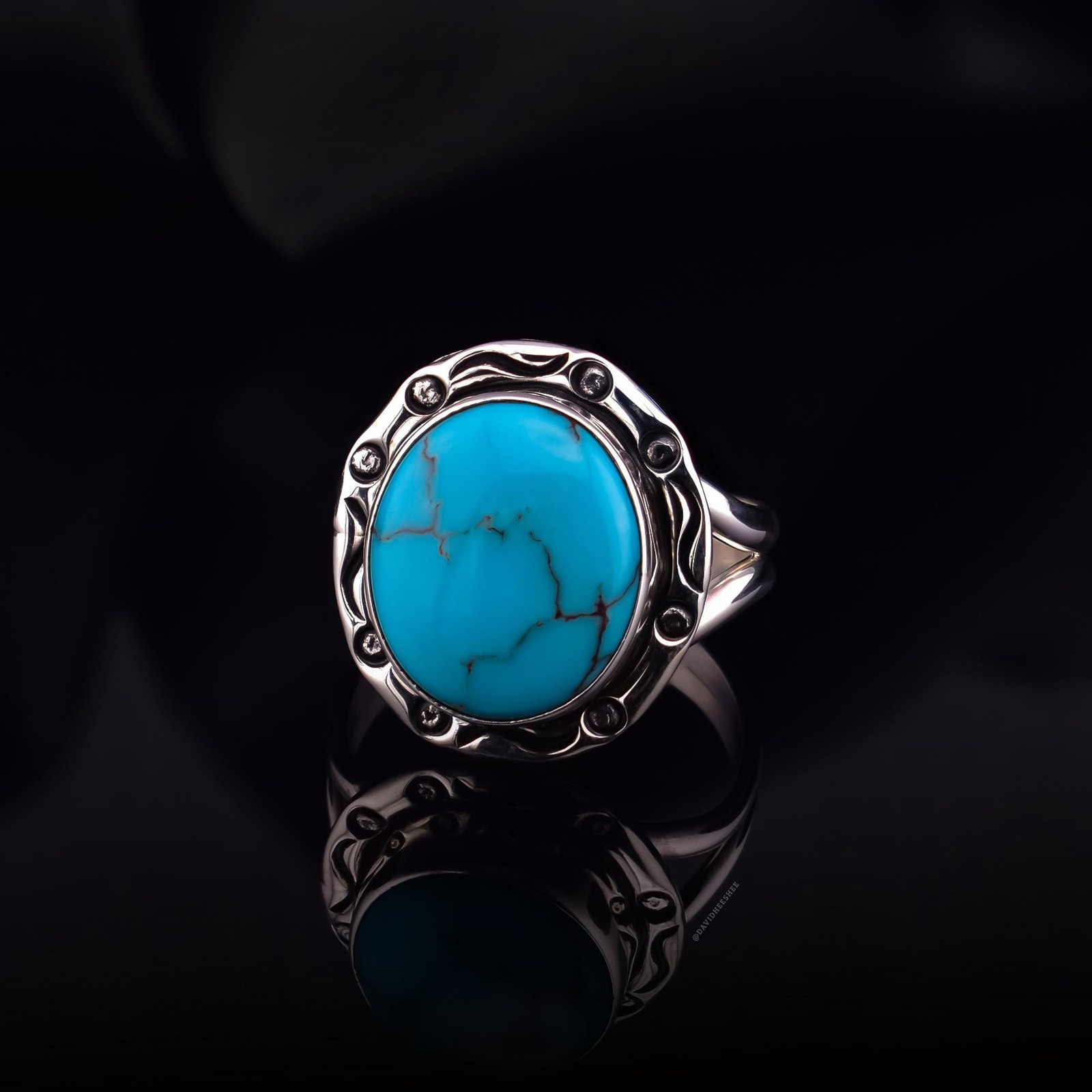 Navajo Egyptian Turquoise Ring Size 9 Sterling Silver Native American Handmade