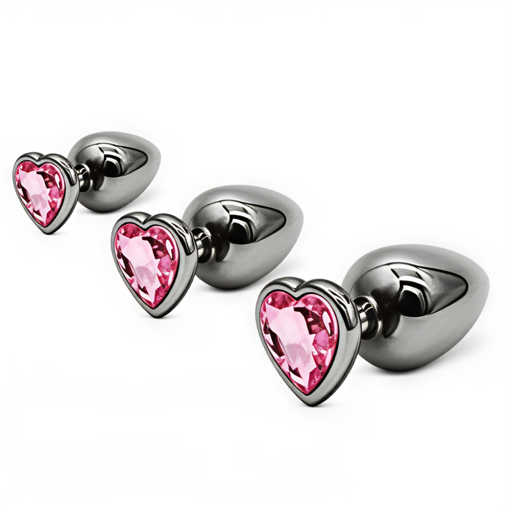 3 Piece Metal Butt Plug Set Heart Shaped Jewel Anal Trainer Kit Rose Red 3 Piece Metal Butt Plug Set Heart Shaped Jewel Anal Trainer Kit Rose Red