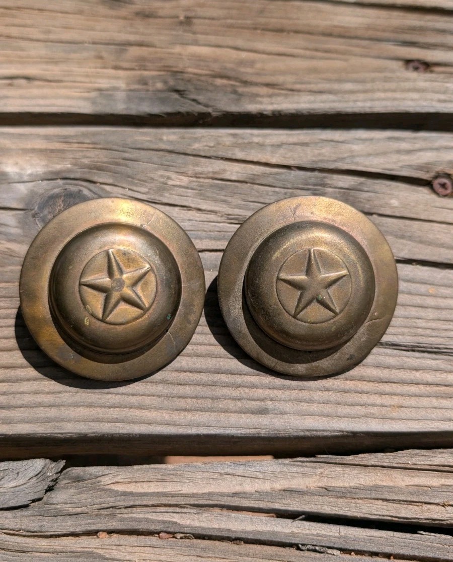 Antique 2 Texas Star Bridle Rosettes 2 1/2 In. Diameter Antique 2 Texas Star Bridle Rosettes 2 1/2 In. Diameter