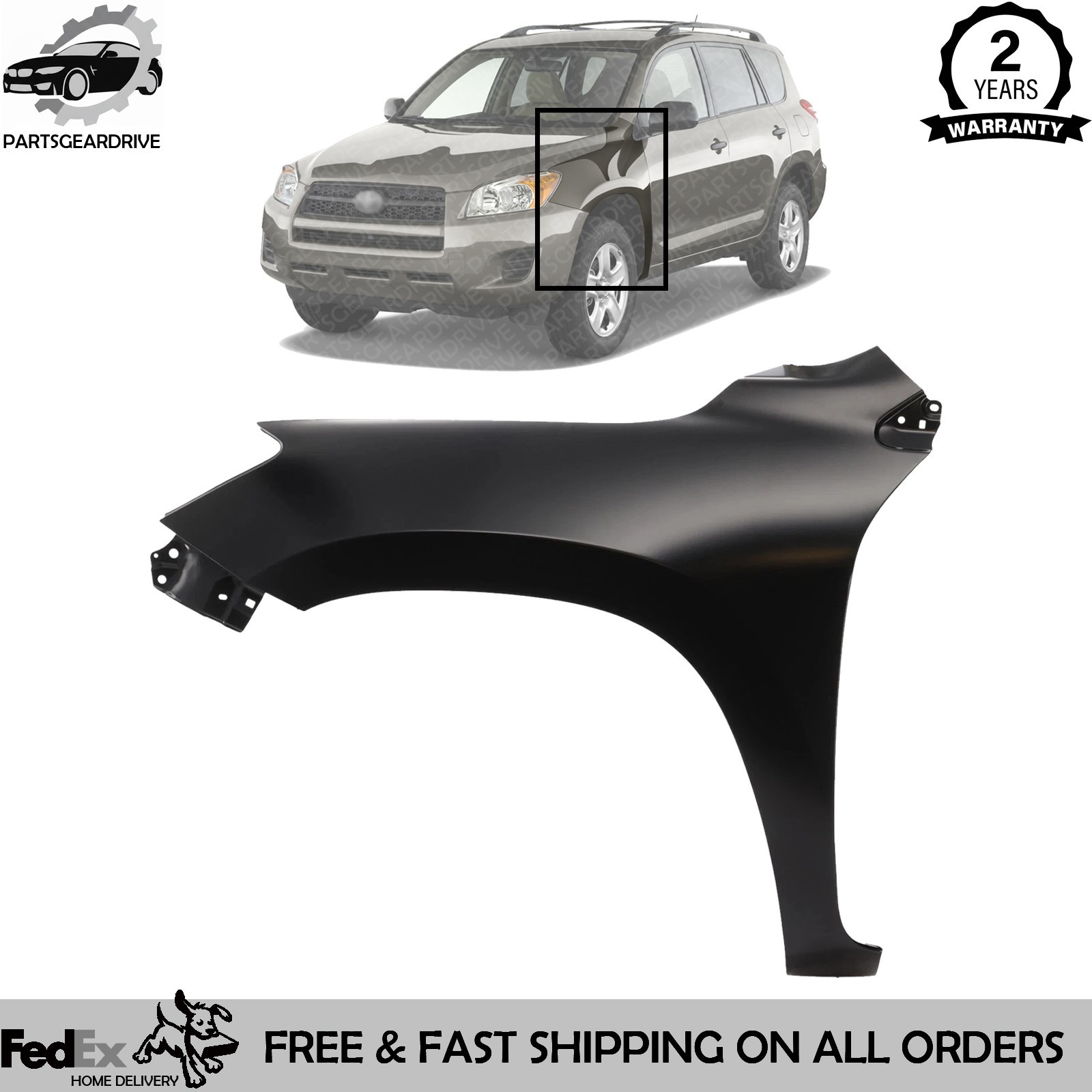 NEW Front Fender Assembly Left Driver Side Steel Black For 2006-2012 Toyota Rav4