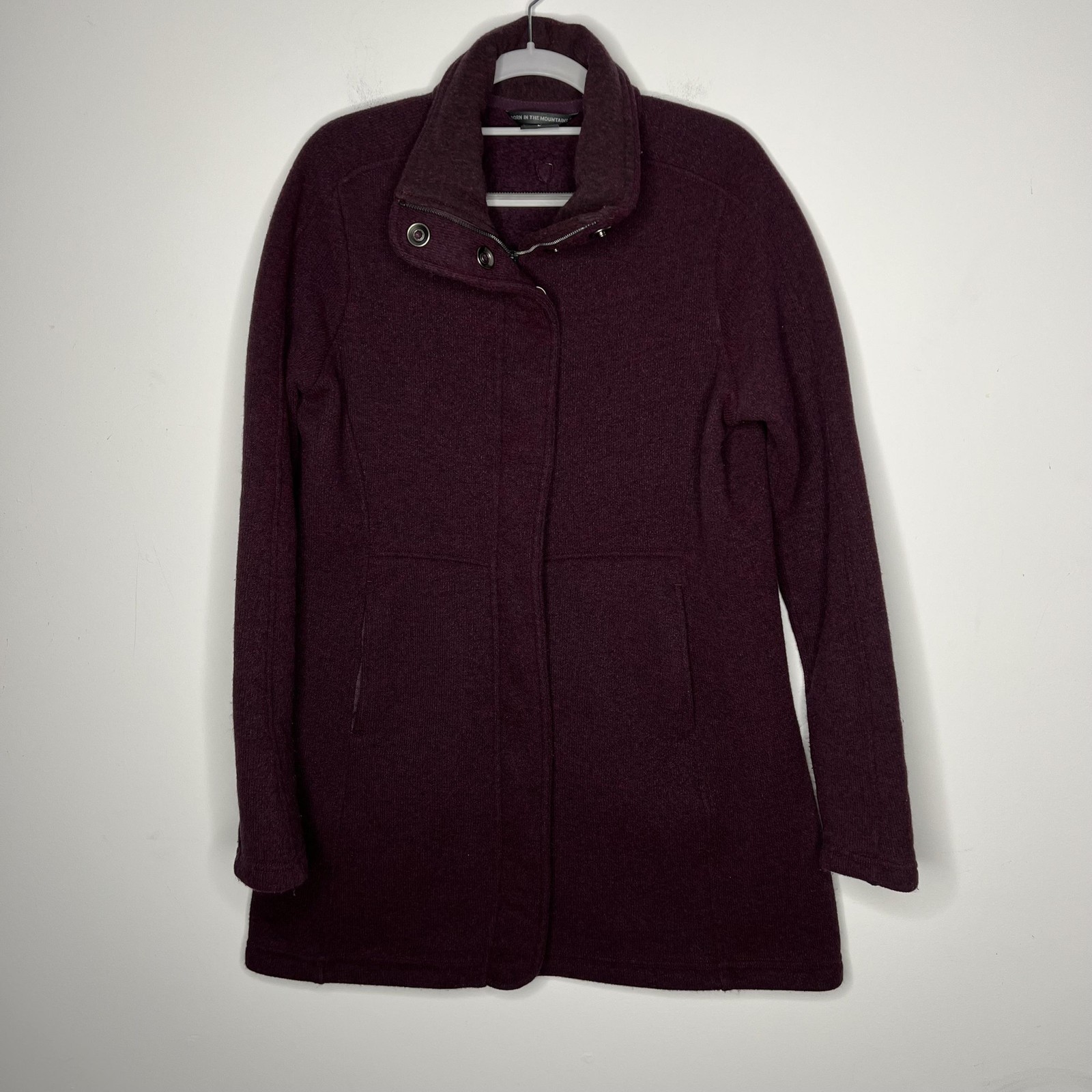 Kuhl Coat Womens Large Purple Knit Zip Snap Stand Collar Warm Mid Length Fleece Kuhl Coat Womens Large Purple Knit Zip Snap Stand Collar Warm Mid Length Fleece