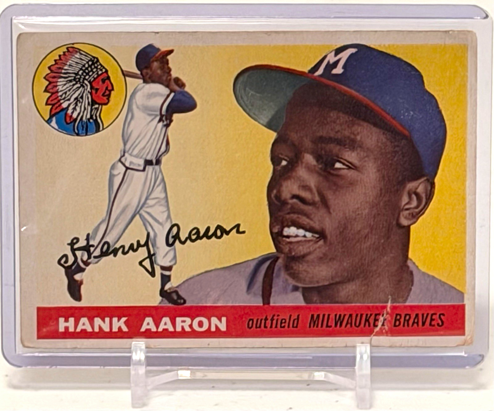 Topps 1955 Topps Hank Aaron #47 Milwaukee Braves Beautiful Card