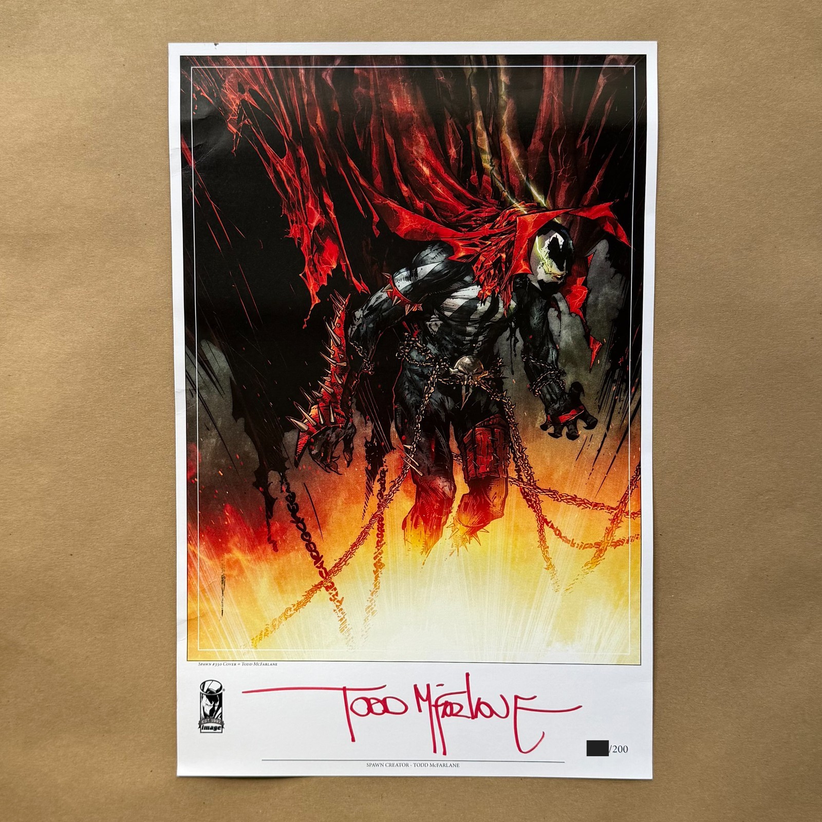Todd McFarlane Signed Numbered Spawn #350 Art Print Poster Sdcc Rare