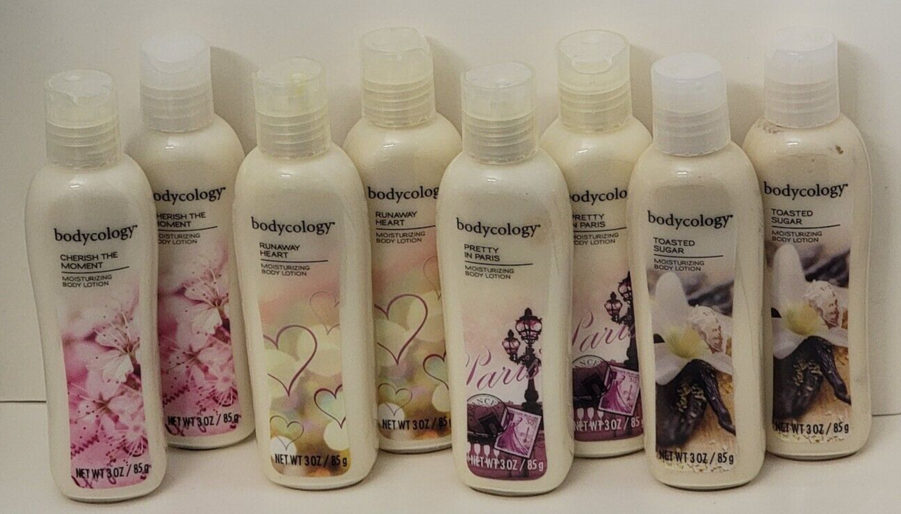 8 - Bodycology Moisturizing Lotion 3 fl oz each (2 x 4 Assorted Flavors )