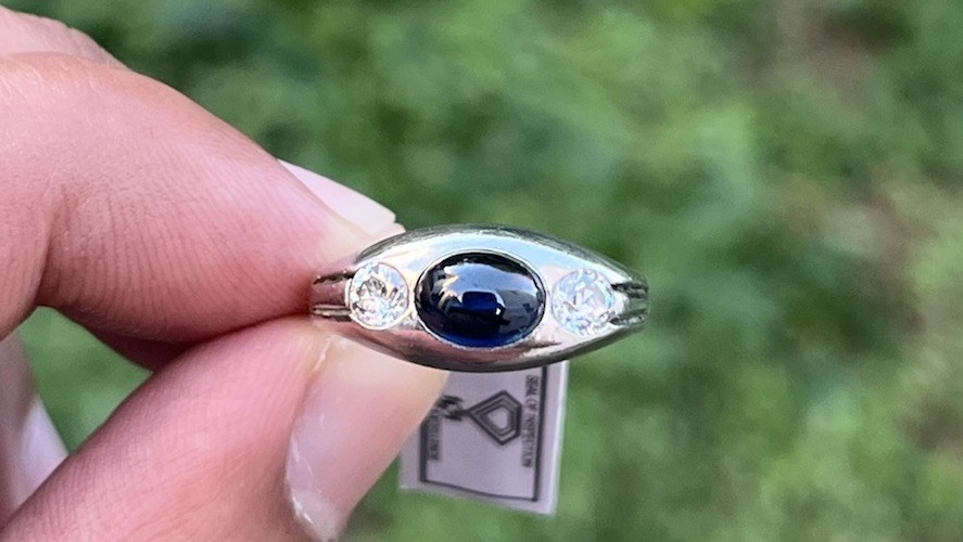 Gorgeous Stunning Antique Platinum Gypsy Ring  Natural Sapphire 2 Old Euro .5 Ct