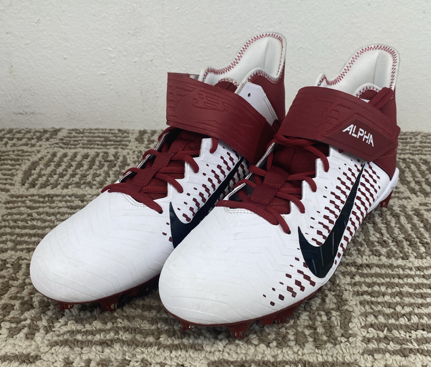Nike Alpha Menace Pro 2 Mid Football Crimson/White Men\'s  Size 13 BV3945-106