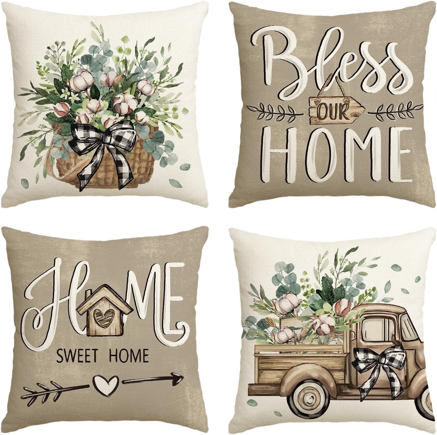 4 Pack Vintage Floral Throw Pillow Covers Cushion Cover Ultra Soft 18x18in 4 Pack Vintage Floral Throw Pillow Covers Cushion Cover Ultra Soft 18x18in