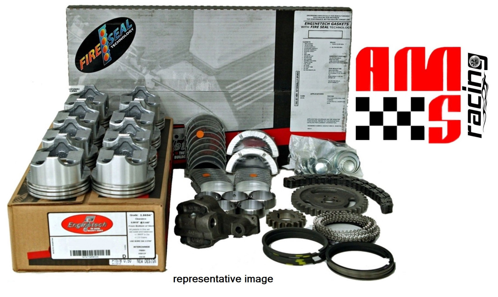 Engine Rebuild Kit w/ Flat Top Pistons for 1967-1985 Chevrolet GMC 350 5.7L