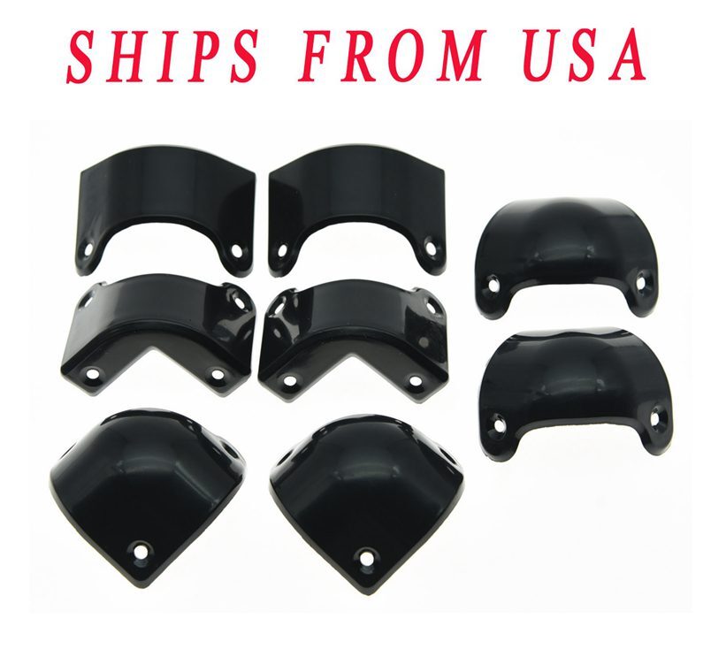 4x Front 4x Rear Black Plastic Guitar AMP Amplifier Cabinet Corner fits Marshall