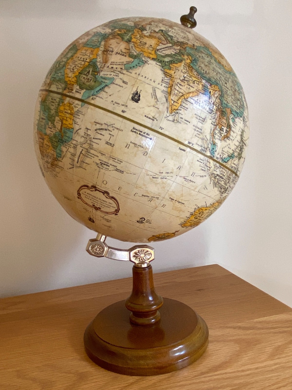 Replogle 9 inch Wood Base World Classic Series Desktop Globe Raised Relief Map