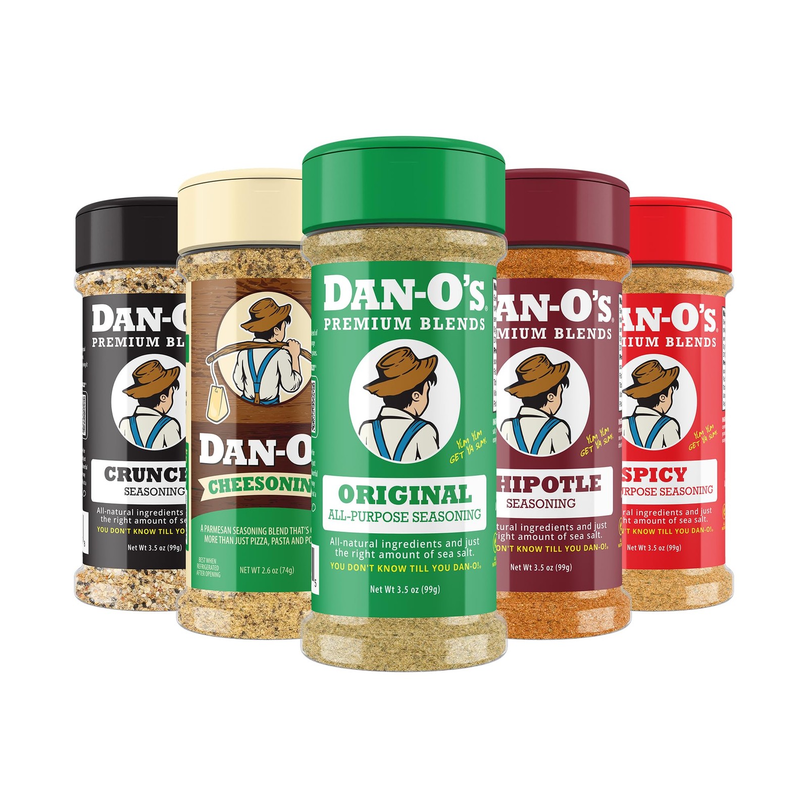 5 Bottle Seasoning Set, Small Bottles, 5 Pack, Includes Original, Spicy, Chip...