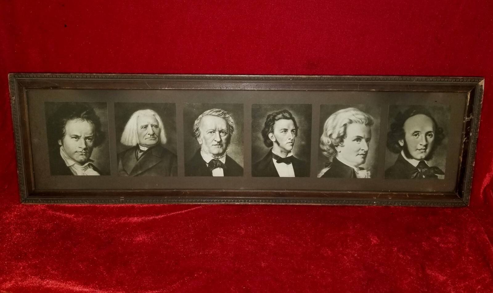 1890s MOZART BEETHOVEN LISZT CHOPIN VIVALDI Lithograph Composers lot Framed vtg 1890s MOZART BEETHOVEN LISZT CHOPIN VIVALDI Lithograph Composers lot Framed vtg