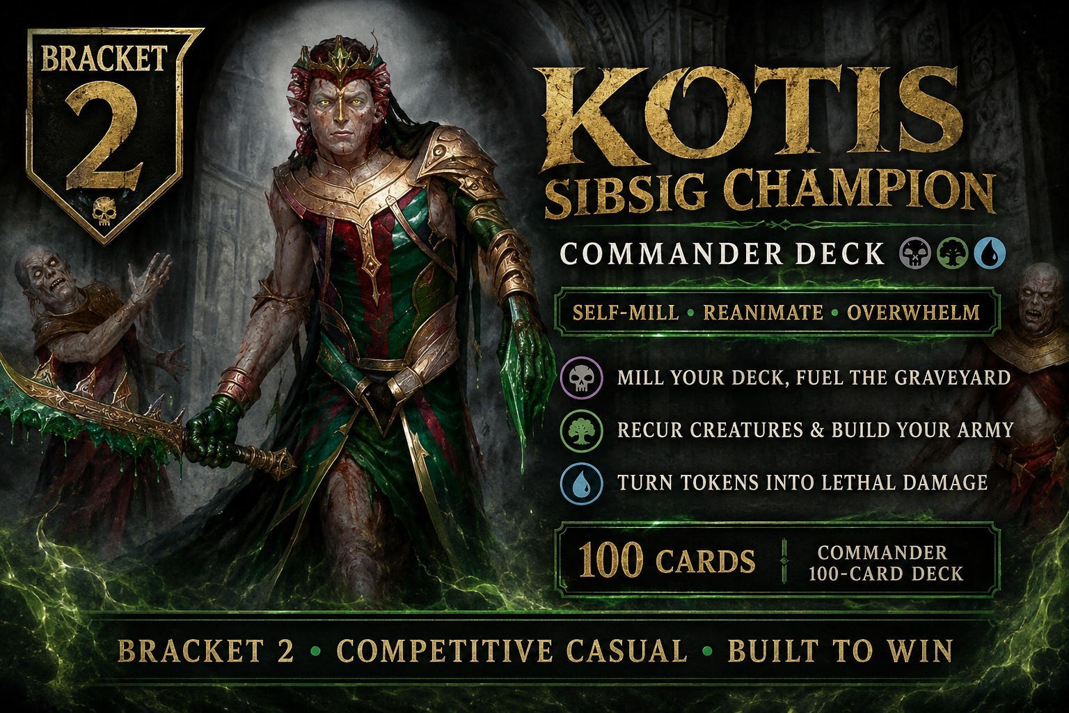 Custom MTG Kotis Sibsig Commander Deck Sultai Self-Mill & Graveyard Recursion