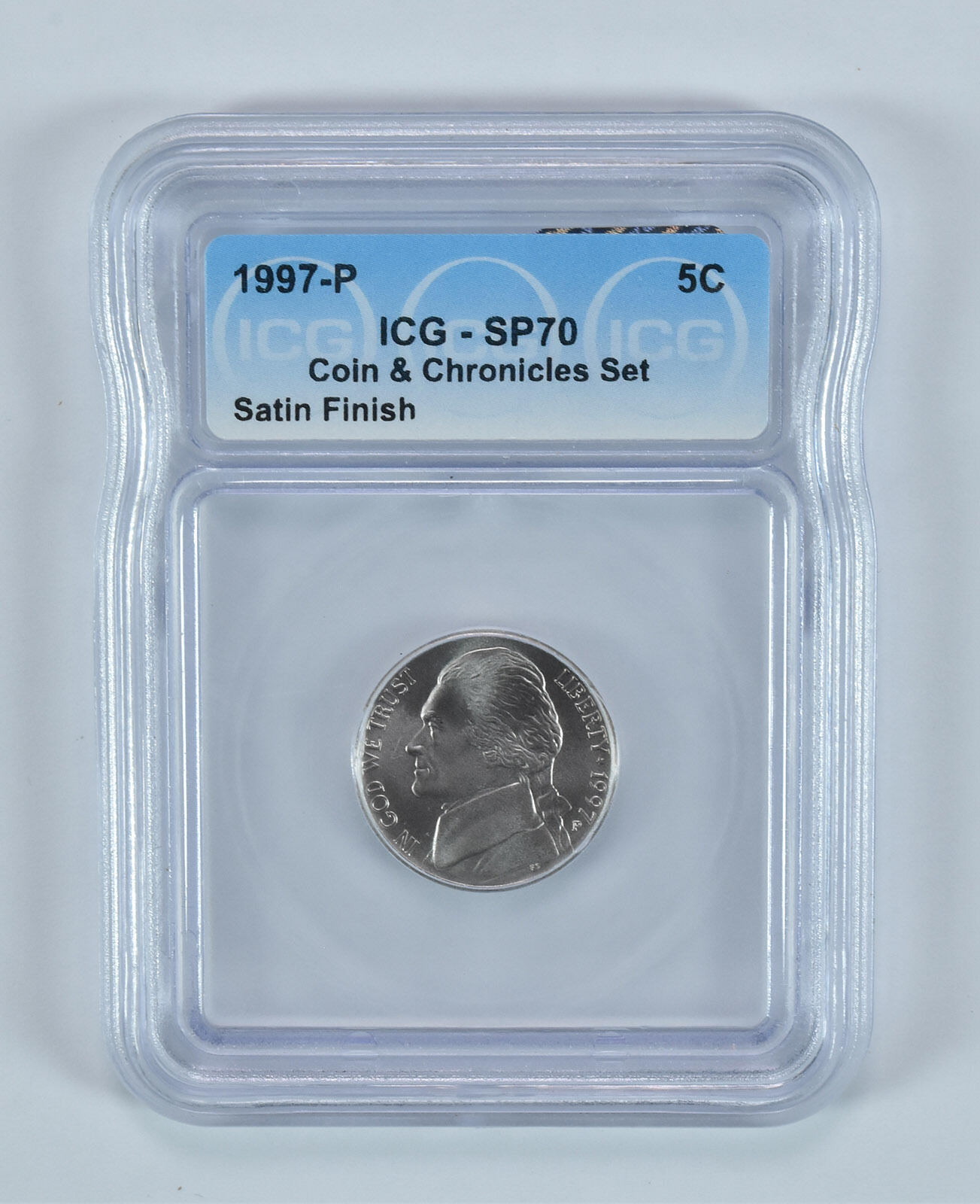 1997-P Jefferson Nickel Coin & Currency Set SP70 ICG 1997-P Jefferson Nickel Coin & Currency Set SP70 ICG
