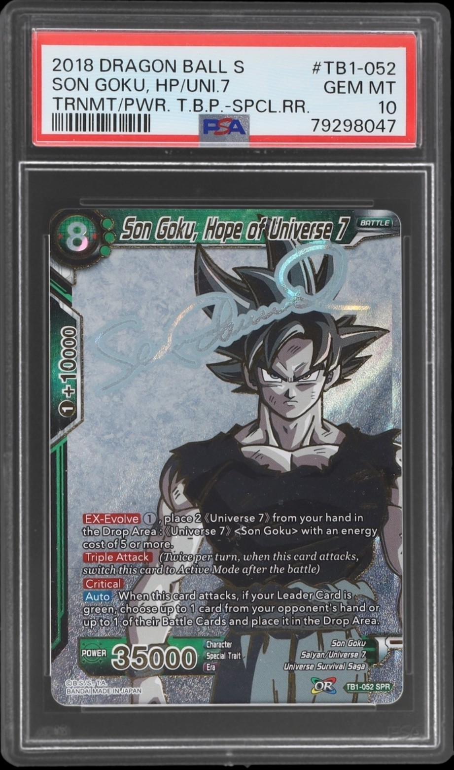 2018 DBS Tournament Of Power TB1 52 Son Goku Hope Of Universe 7 SPR PSA 10 2018 DBS Tournament Of Power TB1 52 Son Goku Hope Of Universe 7 SPR PSA 10