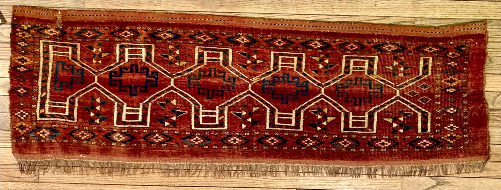 Antique Turkmen Ersari Jollar wedding trapping rug wall hanging runner, c. 1880