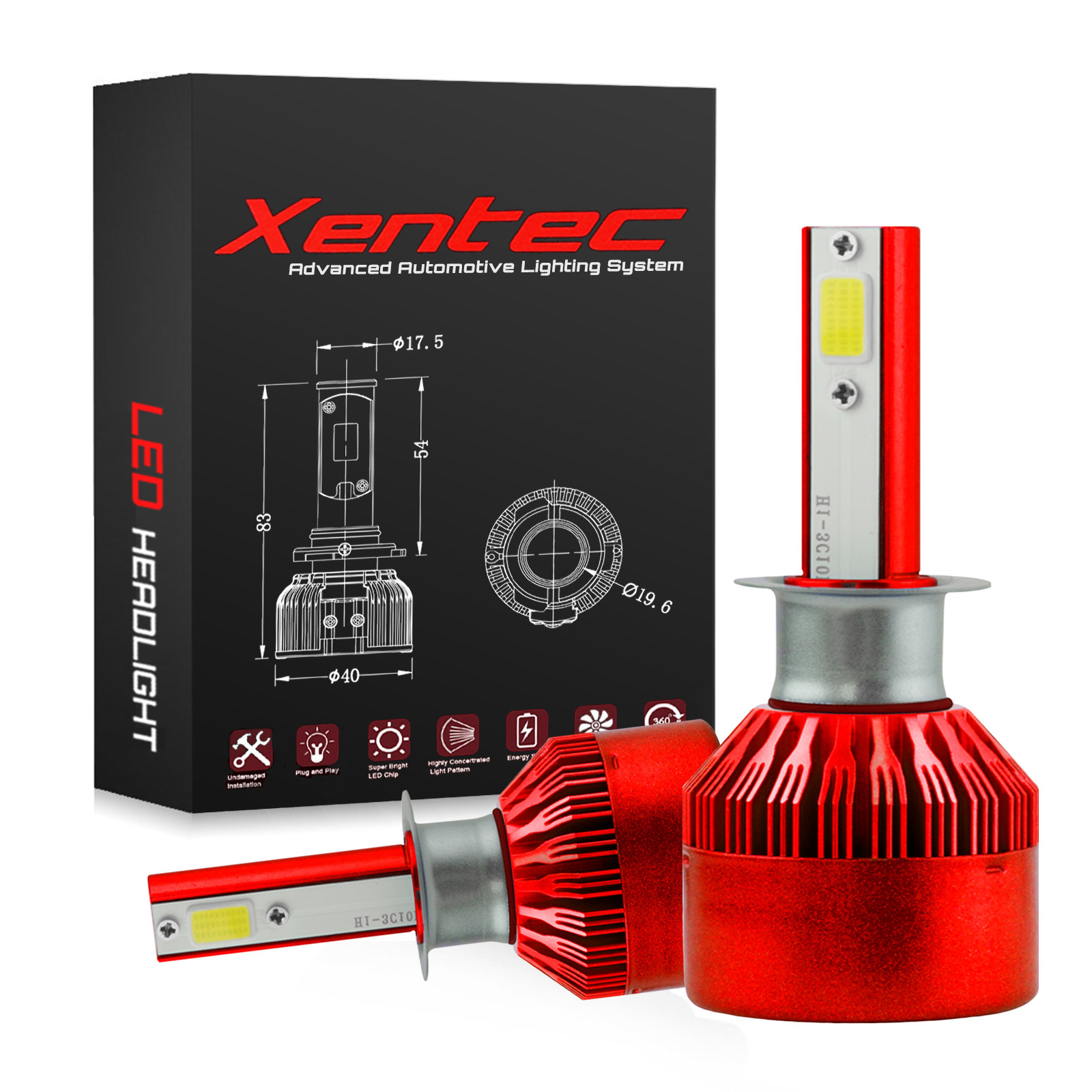 Xentec LED Light Bulb Conversion Kit 70W 50000LM 6000K H11 H8 H9 Headlight Fog