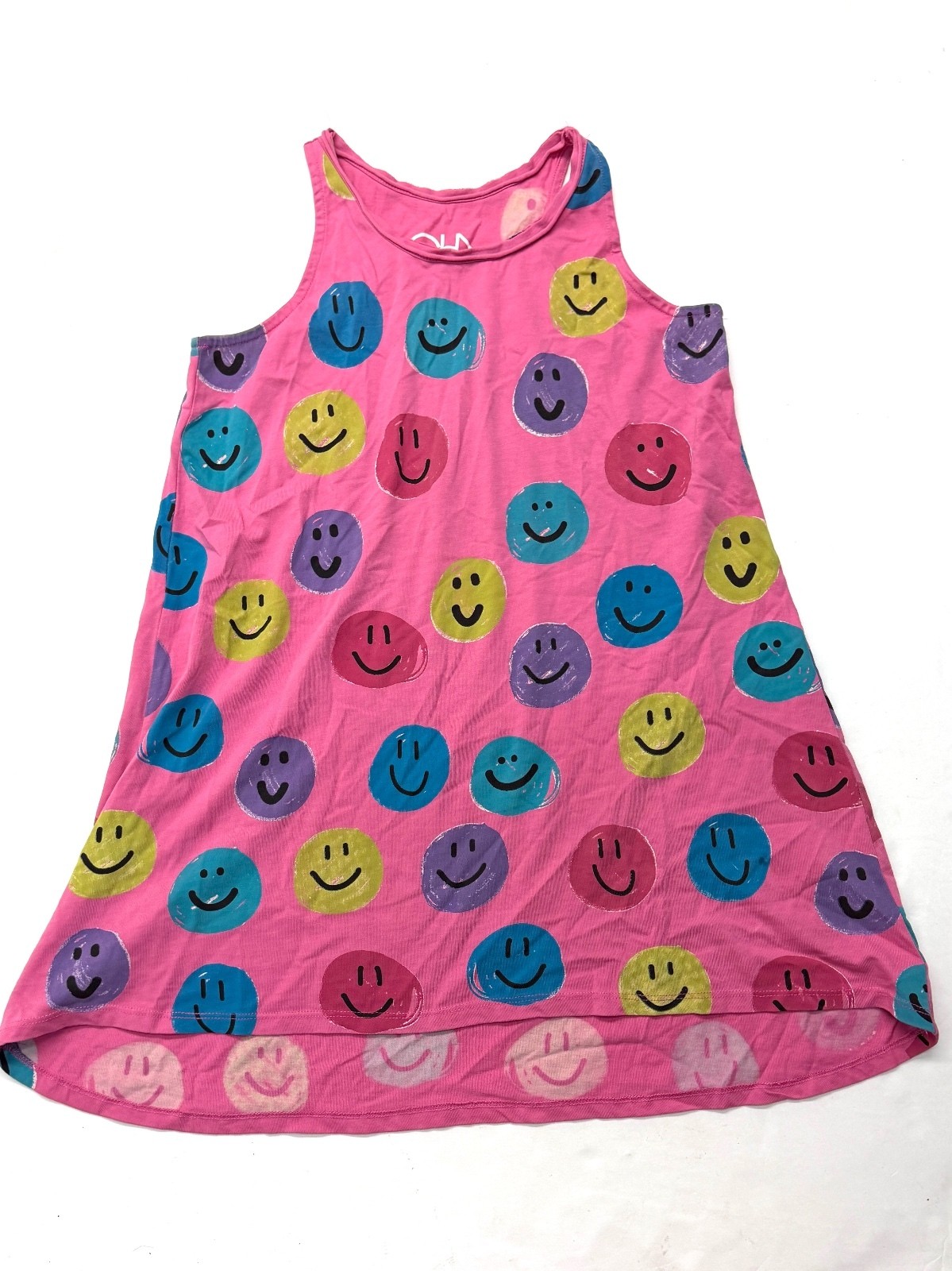 Chaser Girls Sleeveless Pink Swing Dress Colorful Smiley Faces Size 12 Chaser Girls Sleeveless Pink Swing Dress Colorful Smiley Faces Size 12