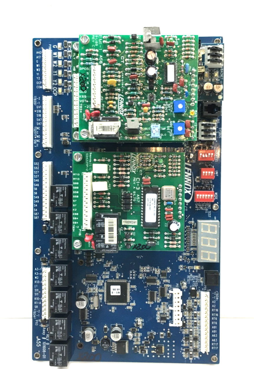 Lennox A55 101608-01 M1-8 Control Board 49L5501 With sub A56 A57 used #X200