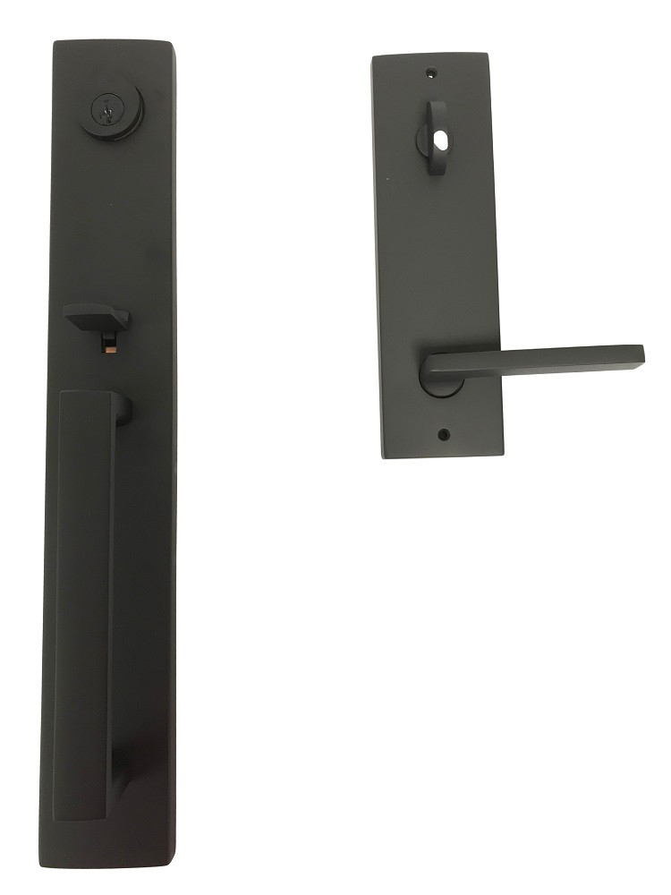Baldwin EE.SANXSQU.R.CQE.190 Santa Cruz Handleset w/Square Lever - Satin Black