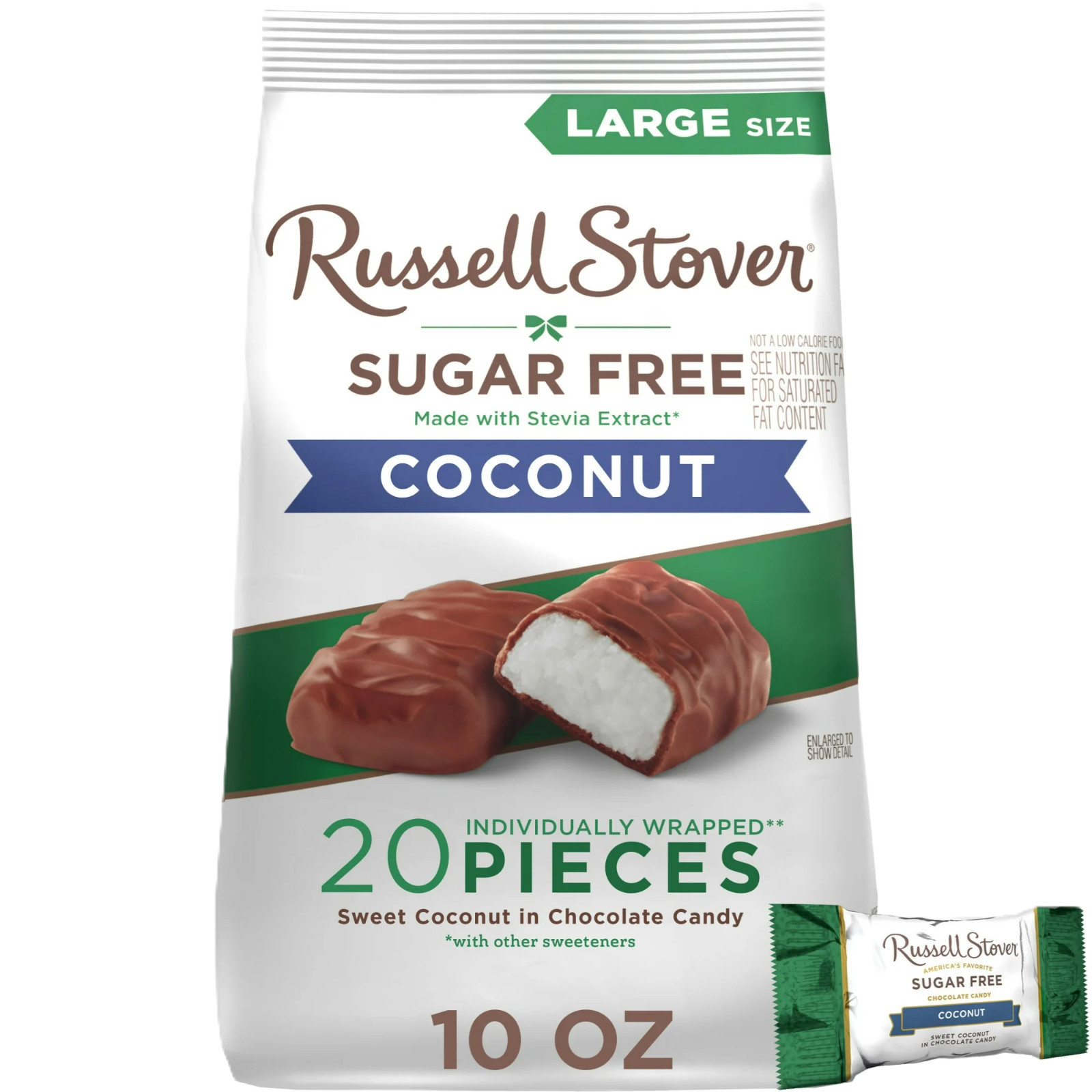 RUSSELL STOVER Sugar Free Coconut in Chocolate Candy, 10 oz. bag