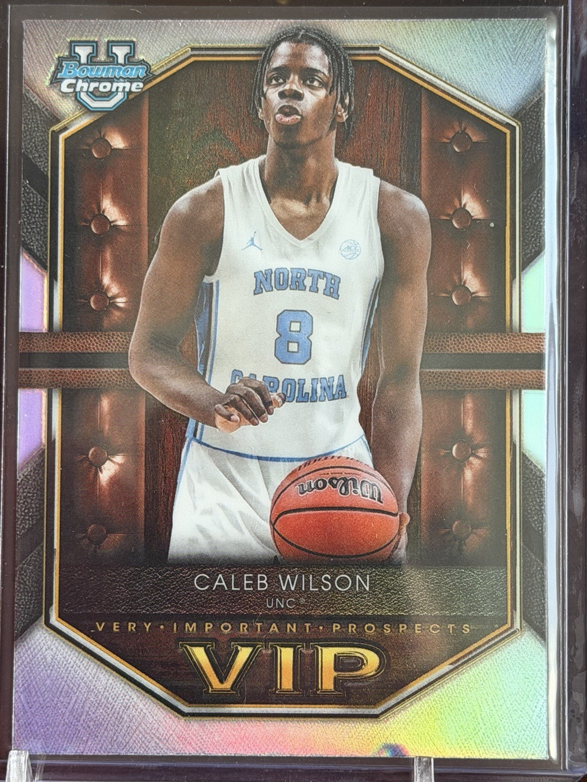 2025-26 Topps Bowman Chrome VIP Rookie Refractor Caleb Wilson VIP-9 UNC Bulls 2025-26 Topps Bowman Chrome VIP Rookie Refractor Caleb Wilson VIP-9 UNC Bulls