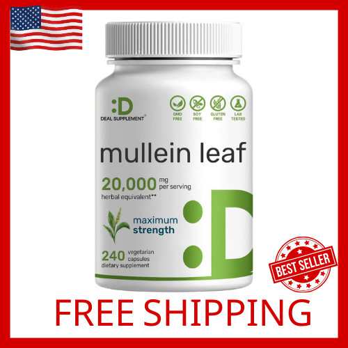 Mullein Leaf 20,000Mg, 240 Veggie Capsules – 20:1 Max Strength Leaf Extract NEW Mullein Leaf 20,000Mg, 240 Veggie Capsules – 20:1 Max Strength Leaf Extract NEW