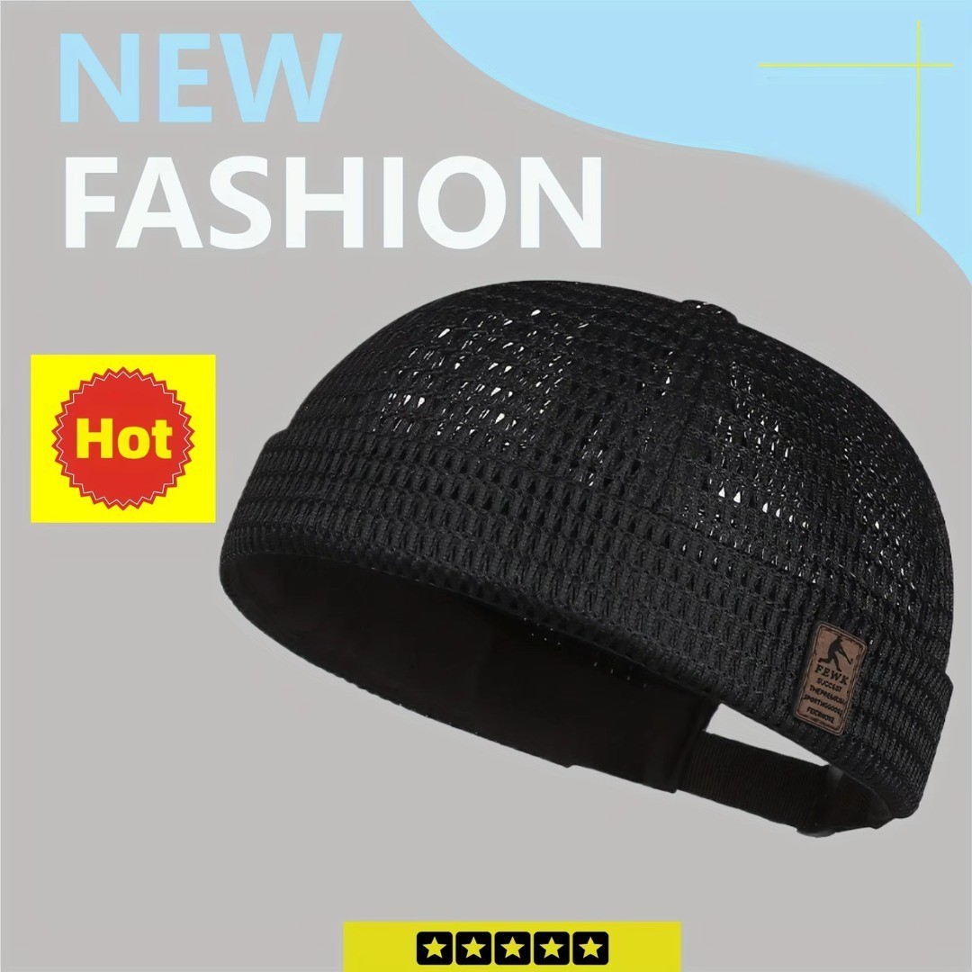 Men\'s Breathable Quick Dry Mesh Skullcap Summer Brimless Adjustable Sun Cap Hats