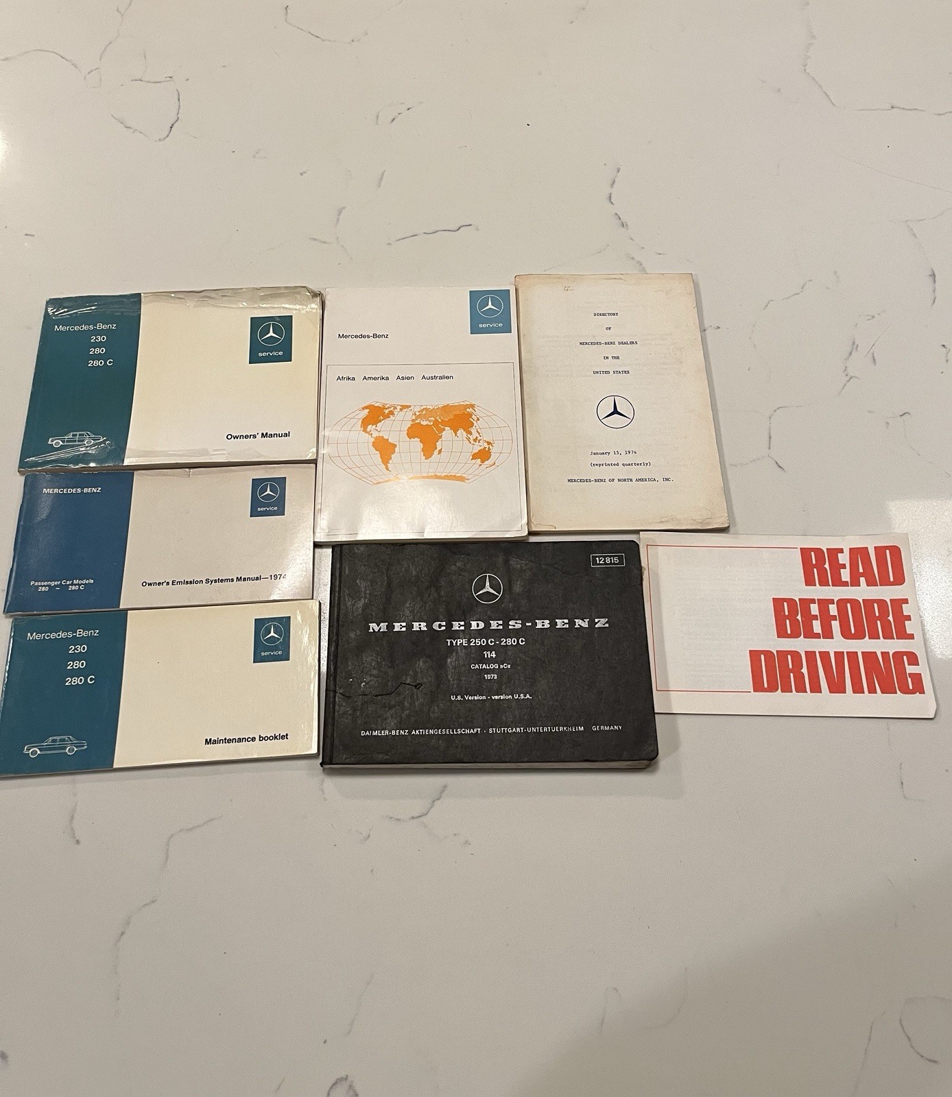 1974 Mercedes Benz 230 280 280C Vintage Owners Manuals & Catalogues