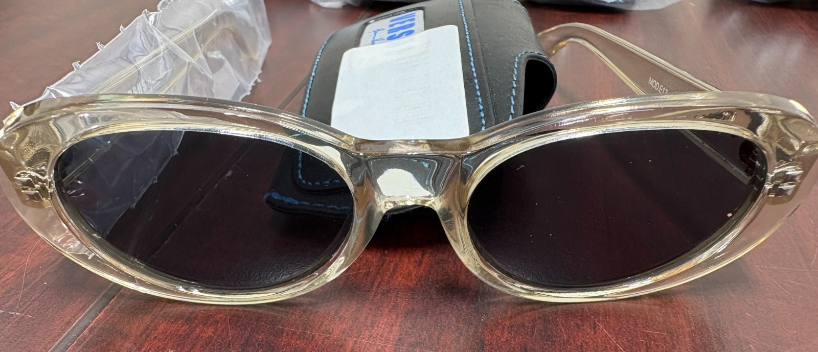 Versus Versace Vintage E17-924 Clear Acrylic Sunglasses Smoke Lenses New