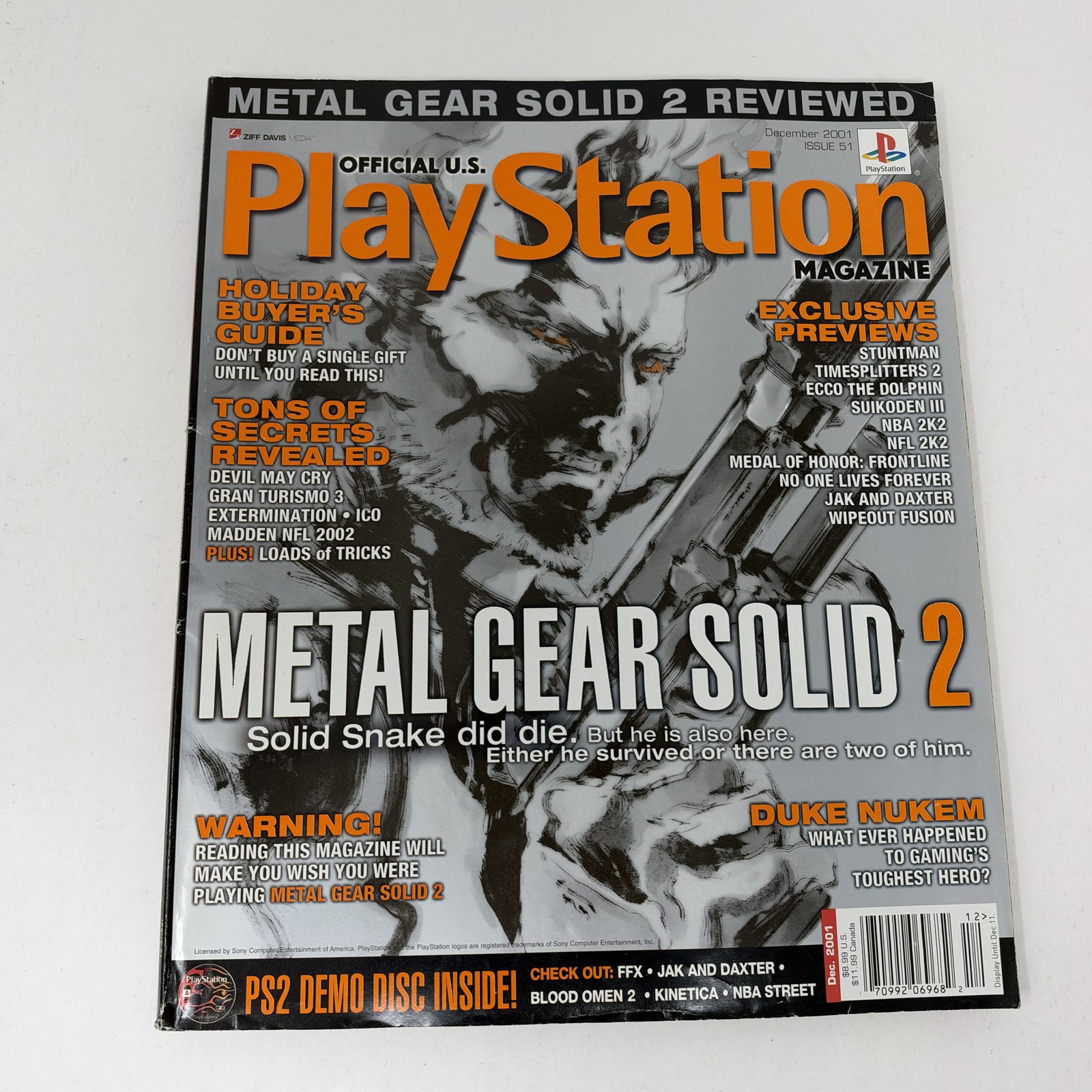 Vintage Official U.S. PlayStation Magazine Issue 51 Dec 2001 Metal Gear Solid 2