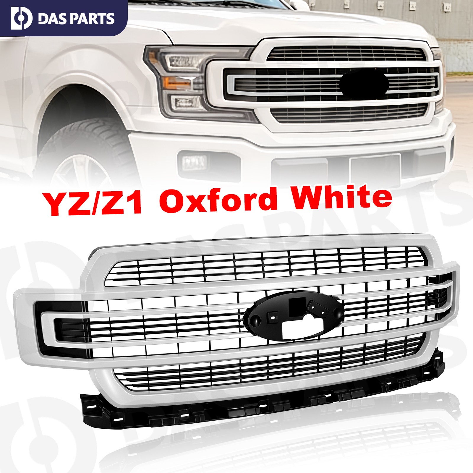 Limited Style Front Bumper Grille Grill Oxford White For 2018-2020 Ford F-150