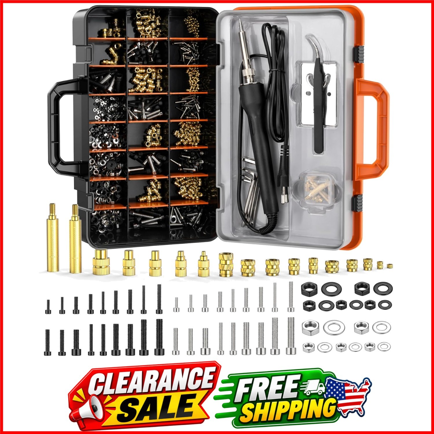 Threaded Inserts Set, 750Pcs Heat Set Inserts Nuts Bolts with M2 M3 M4 M5 M6 ...