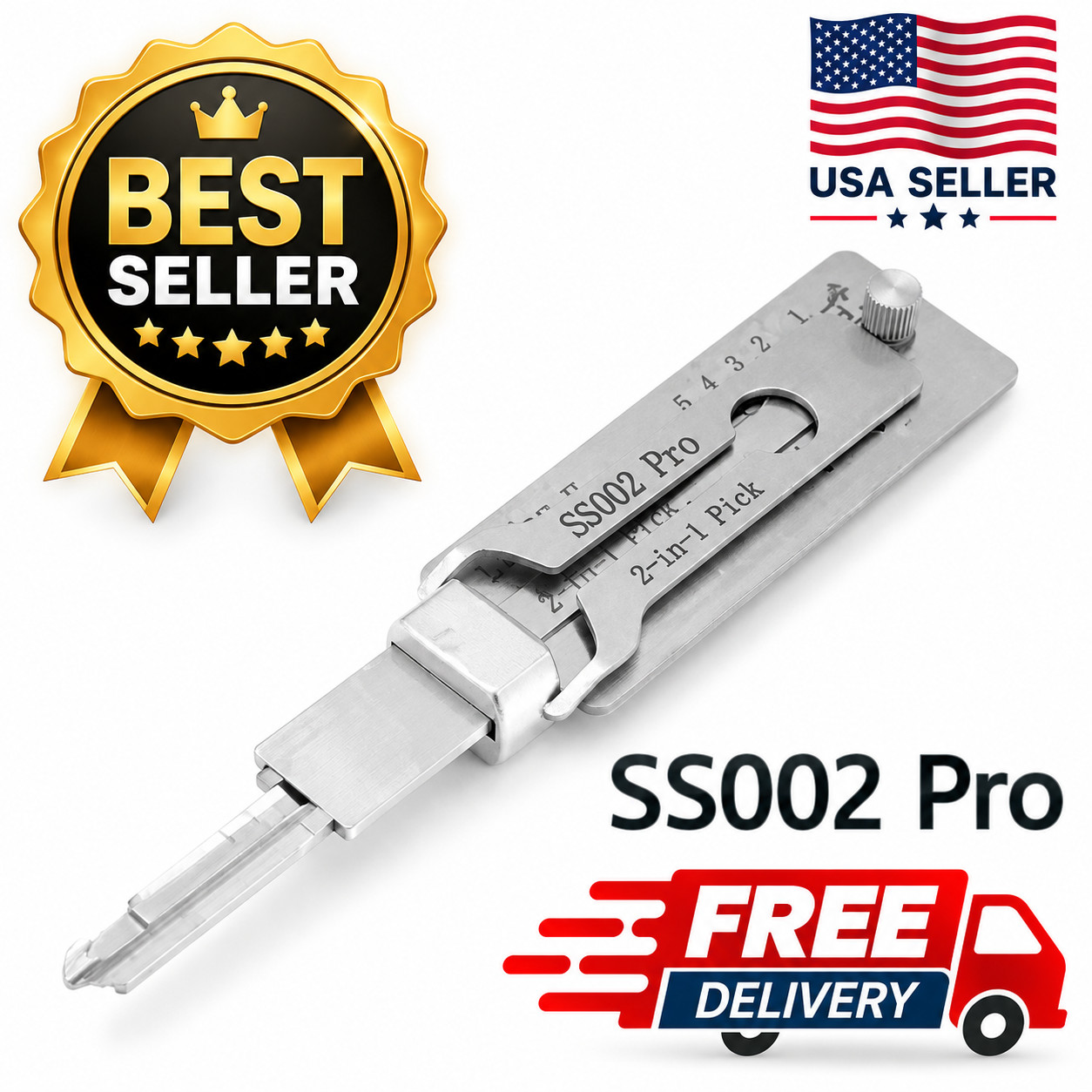 Key Decoder 2 In 1 Portable Lock Picking Set Hook And Pickup Tool Kit Ergonomic