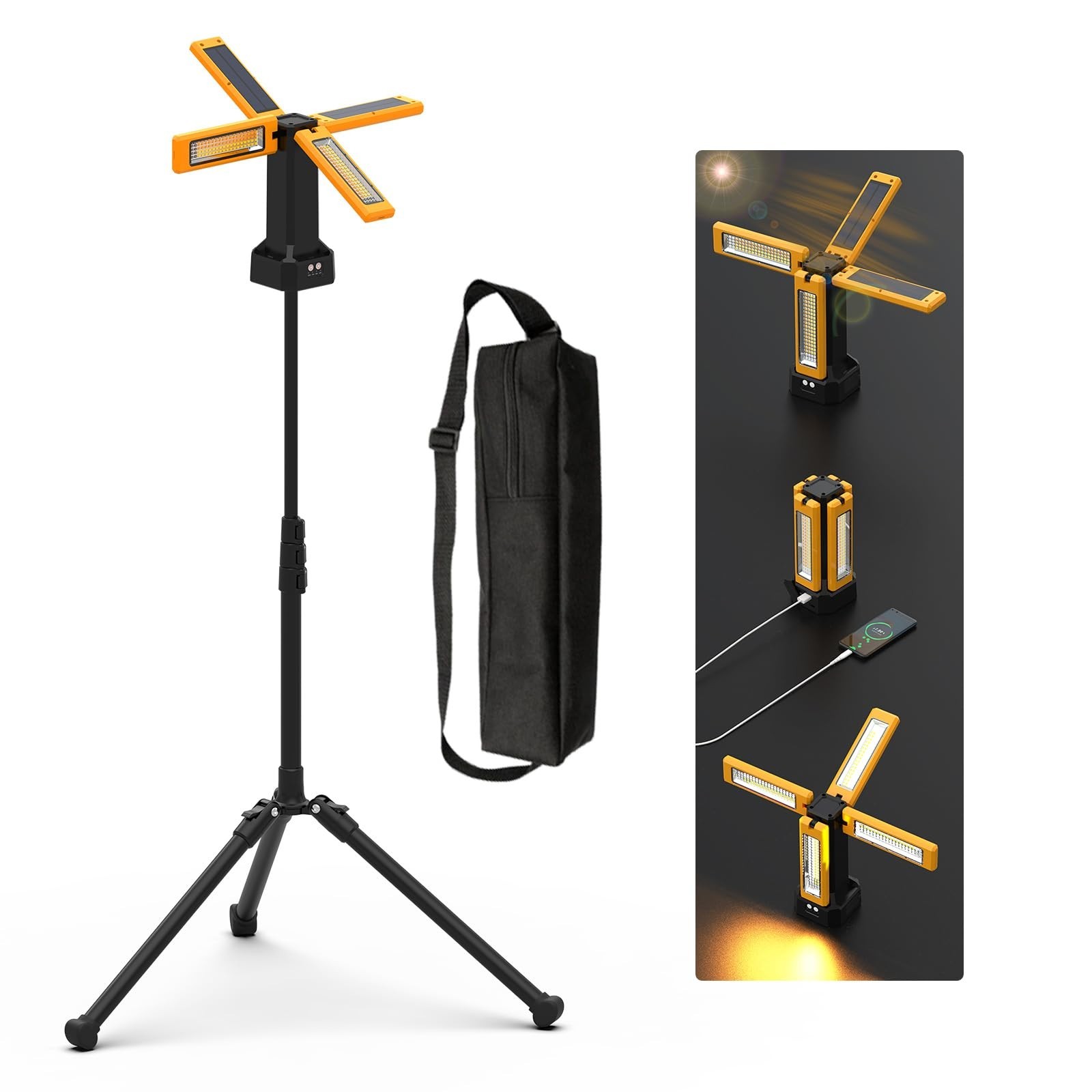 13200mAh Solar Work Light, 8000 Lumen, IPX4 Waterproof, Dimmable, 4 Modes, Porta 13200mAh Solar Work Light, 8000 Lumen, IPX4 Waterproof, Dimmable, 4 Modes, Porta