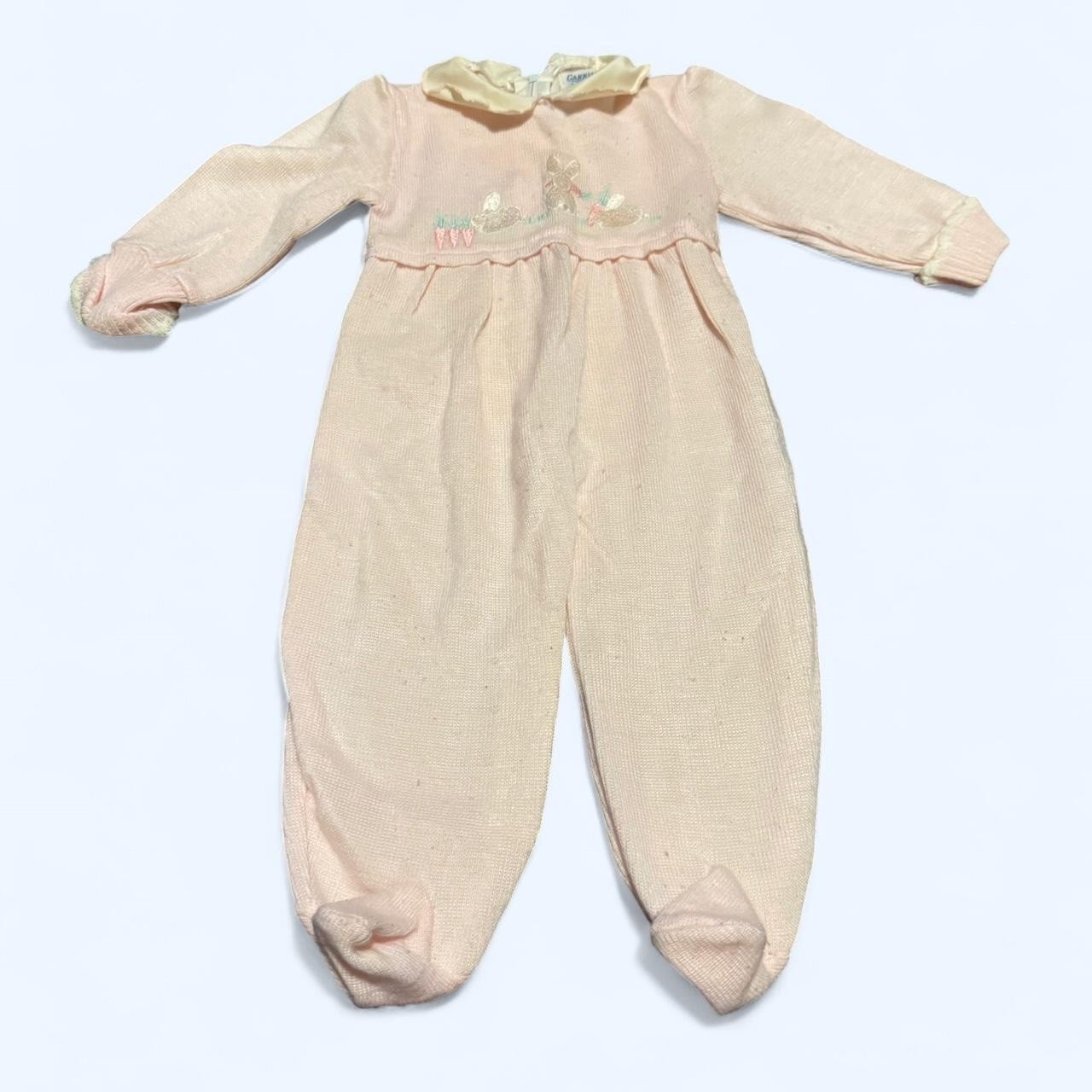 80s Vintage 3-6month Pink One Piece Outfit Unique Rare with bunny pattern